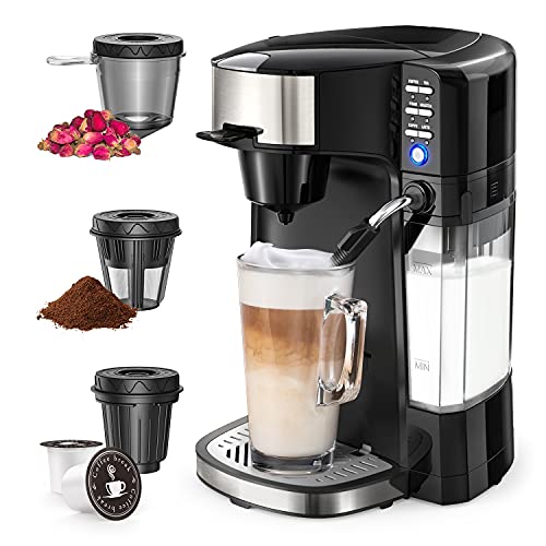 Boly 6-In-1 Coffee Maker with Auto Milk Frother, Single Serve Coffee, Tea, Latte and Cappuccino Machine, Compatible With Capsule & Ground Coffee, Compact Coffee Maker