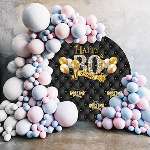 Yeele 7x7ft Happy 30th Birthday Round Backdrop Black and Gold Glitter Balloons Diamond 30 Photogrpahy Background for Men Women Birthday Party Decor Supplies Dessert Cake Table Banner Photo Props | The Storepaperoomates Retail Market - Fast Affordable Shopping