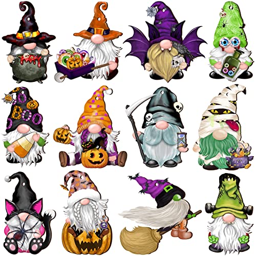 Halloween Wooden Gnomes Hanging Ornaments, Wood Hanging Pendant Decoration for Halloween Tree Wooden Tags Slices Cutouts for Classroom Home Decor Holiday Party Supplies (Gnomes)