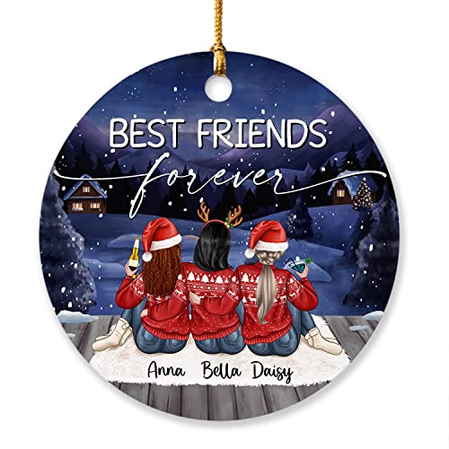 Best Friend Forever Ornament, Best Friend Christmas Ornament 2022 for Besties, Friendship Ornament Keepsake, Customized Name Ornaments, Friends Christmas Holiday Tree Ornament, BFF Ornaments