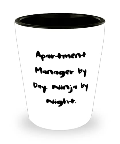 Unique Apartment manager, Apartment Manager by Day. Ninja by Night, Unique Holiday Shot Glass For Colleagues