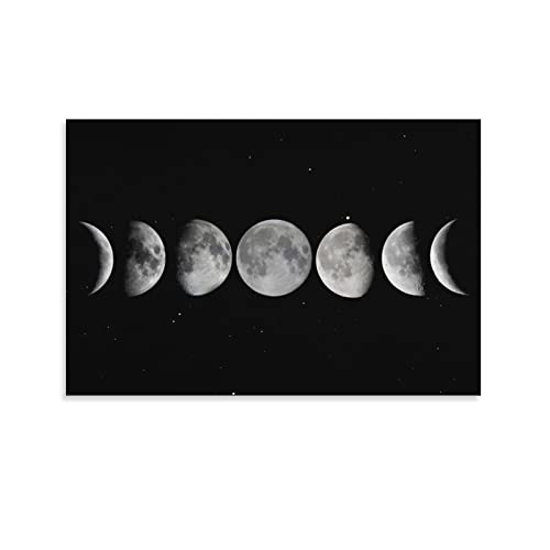Hitecera Moon Phases Poster Decorative Painting Canvas Wall Posters and Art Picture Print Modern Family Bedroom Decor Posters 12x18inch(30x45cm)