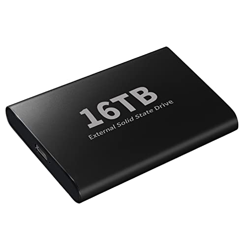 SSD External Hard Drive 16TB, Portable External Solid State Drives 16TB for Mac/Windows/PS4/PS5, USB3.2 Gen2 10Gbps Terabyte External Hard Drive SSD – Read and Write Speeds up to 500Mb/s