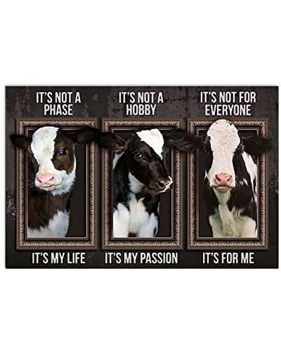 Farm Animals Wall Art Canvas Print Cows 3D Window Inspirational Quotes Wall Decor Rustic Home Decor Cow Picture Print Modern Artwork Farmhouse Decor Living Room Frameless Posters Prints 16×24 Inch