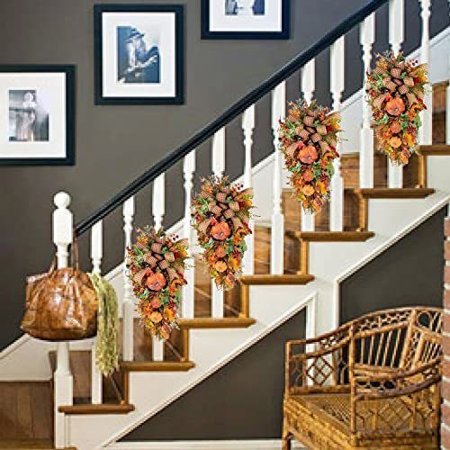 Modern Christmas Decorations Dried Cactus Fall Pumpkin Wreath Front Door Artificial Fall Wreath for Home Farmhouse Decor and Festival Celebration