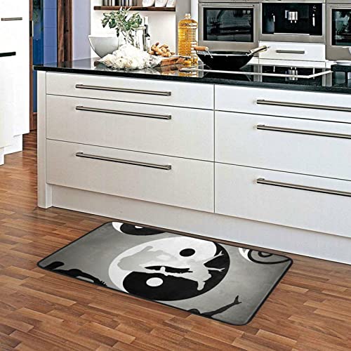 SLHKPNS Kitchen Mat Ninjas and Yin-yang Non-Slip Chinese Kung-fu Wushu Kitchen Rugs Comfort Runner Doormat 39×20 Inch Soft Floor Mat for Home Decor