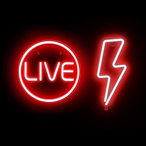 Lumoonosity Red Live Neon Sign Red Lightning Bolt Gaming LED Light