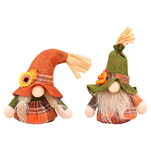 Fall Harvest Decorations Plush Gnomes Handmade Autumn Elf Dwarf Doll with Sunflower Ornaments for Holiday Home Room Decor