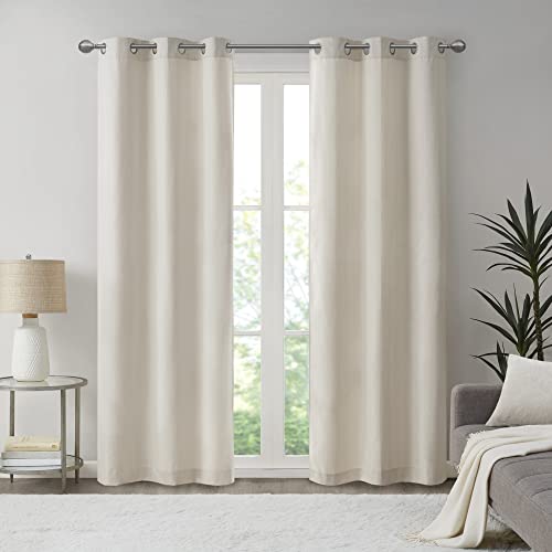 Madison Park Galen Basketweave 2-Panel Pack Window Curtain, Room Darkening, Grommet Top Easy to Hang, Fits up to 1.25″ Diameter Rod, 40″x84″ Ivory | The Storepaperoomates Retail Market - Fast Affordable Shopping