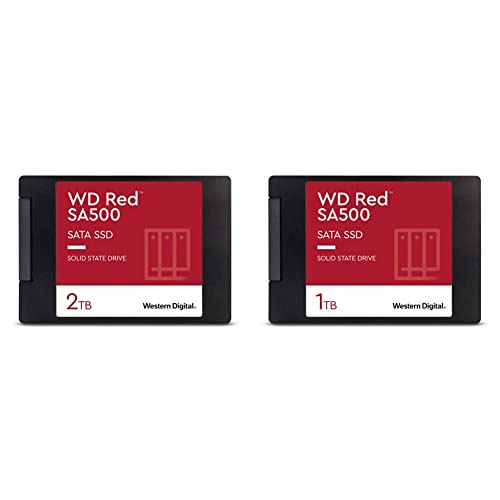 Western Digital 2TB WD Red SA500 NAS 3D NAND Internal SSD – SATA III 6 Gb/s, 2.5″/7mm, Up to 560 MB/s – WDS200T1R0A & 1TB WD Red SA500 NAS 3D NAND Internal SSD – WDS100T1R0A