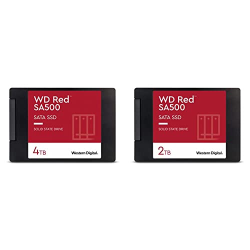 Western Digital 4TB WD Red SA500 NAS 3D NAND Internal SSD – SATA III 6 Gb/s, 2.5″/7mm, Up to 560 MB/s – WDS400T1R0A & 2TB WD Red SA500 NAS 3D NAND Internal SSD – WDS200T1R0A