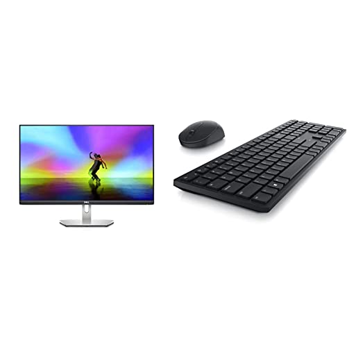 Dell S2721H 27-inch Full HD 1920 x 1080p, 75Hz IPS LED LCD Thin Bezel Adjustable Gaming Monitor, 4ms Grey-to-Grey Response Time, Built-in Dual Speakers, Platinum Silver & Pro KM5221W Keyboard & Mouse