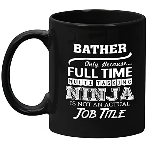 Bather Mug Gifts 11oz Black Ceramic Coffee Cup – Bather Multitasking Ninja Mug