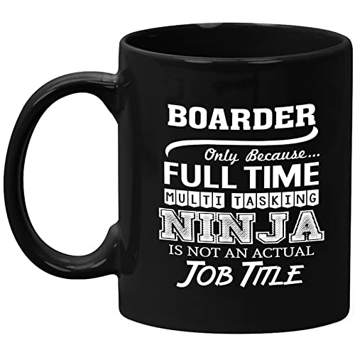 Boarder Mug Gifts 11oz Black Ceramic Coffee Cup – Boarder Multitasking Ninja Mug
