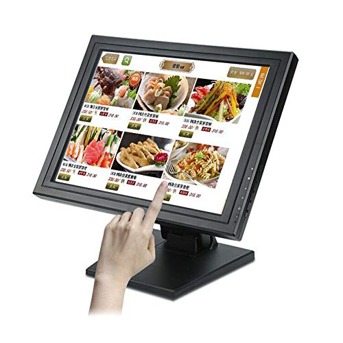 Touchscreen Monitor 15 Inch Touch Screen Monitor LCD VGA Touch Screen USB Monitor for Restaurant Bar Touch Screen Monitor with Multi Position POS Stand