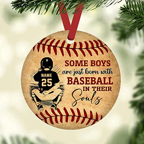 TinoShop Personalized Baseball Ornament Practice Like You Have Never Won Complete Like You Have Never Lost Circle Ornament Ceramic Christmas (Baseball 1)