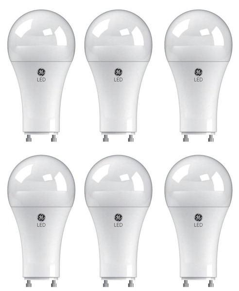 (6 Bulbs) GE 46666 A21 LED Light Bulb, 15 watts, 1600 lumens, 2700K Warm White, Plug-in GU24 Base