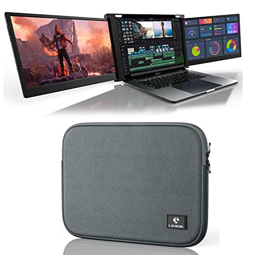 LIMINK S19 Portable Triple Monitor for 15-17 Inches Laptops | 14’’ FHD 1080P IPS Dual Screens Extender with Kickstand Plus a 16-inch Portable Monitor Bag