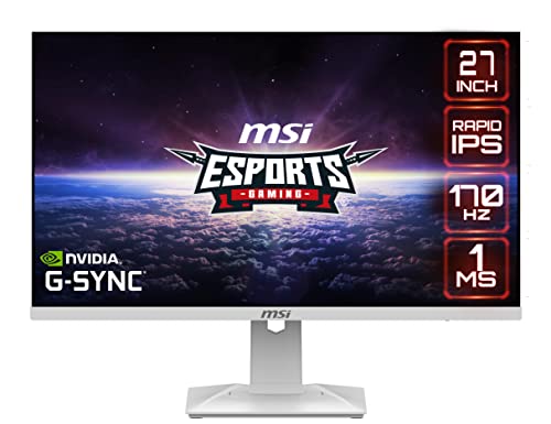 MSI G274QRFW, 27″ Gaming Monitor, 2560 x 1440 (QHD), Rapid IPS, 1ms, 170Hz, G-Sync Compatible, HDR Ready, HDMI, Displayport, Tilt, Swivel, Height Adjustable