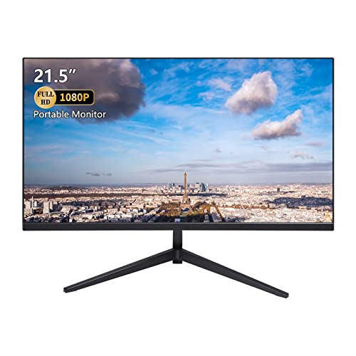 ZFTVNIE PC Monitor, 21.5-Inch Full HD Monitor 1920 x 1080P IPS Computer Screen, Frameless, 75Hz, 5ms, VGA & HDMI Ports, Monitor for Laptop/Xbox/PS3/PS4