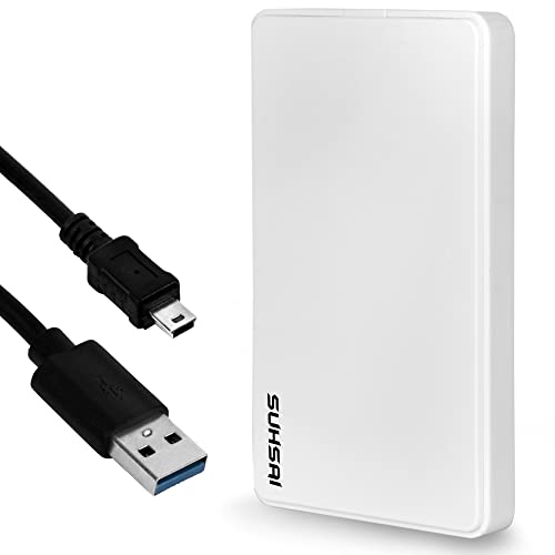 SUHSAI 320GB External Hard Drive USB 2.0 Ultra Slim & Compact Portable Storage Extended Data Backup harddrive Pocket Size USB Drive 2.5″ HDD for PC Laptop Mac Chromebook Desktop (White)