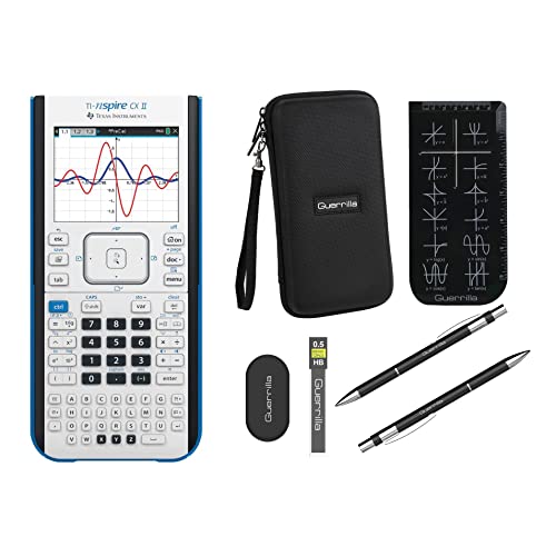 Texas Instruments Ti Nspire CX II Graphing Calculator + Guerrilla Zipper Case + Essential Graphing Calculator Accessory Kit, Black