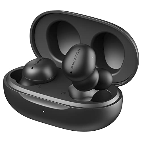 Phiaton Bonobuds True Wireless Earbuds with Ambient Control, Hybrid Active Noise-Canceling Earbuds, Ergonomic Design, Bluetooth Earbuds, Touch Control, Quick Charge, 20-Hour Battery, Space Black