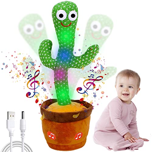 Kids Toys Talking Dancing Cactus Toy Plush Interactive Toys for Toddler Repeating Singing Electronic Plush Figure Toys for Baby Boys Girls Birthday Talk Cactus Toys Repeat What You Say