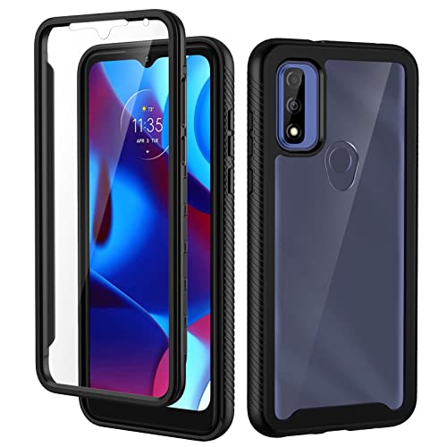 seacosmo Designed for Moto G pure Case, Full Body Shockproof Cover [with Built-in Screen Protector] Slim Lightweight Heavy Duty Fit Protective Phone Case for Motorola Moto G pure 6.5 Inch, Black&Clear