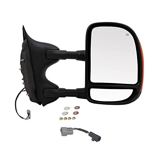 Towing Power Heated Signal Side View Mirror for Right Side (Passenger Side) RH For 2003-2007 Ford F-250 F-350 Super Duty Manual Towing Rearview Mirror