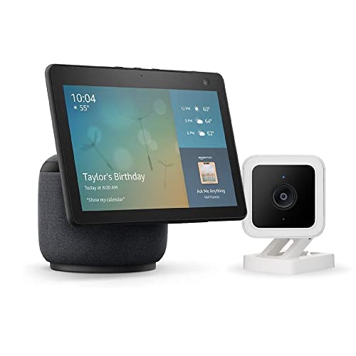 Echo Show 10 (3rd Gen) | HD smart display with motion and Alexa | Charcoal | with Wyze Cam V3