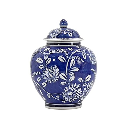 Galt International Blue and White Floral Chinoiserie Jar 10″ w/ Lid – Ginger Jar, Tea Storage, Decorative, Home Décor Jar