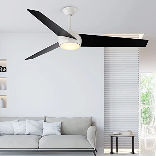 Homeybuff Ceiling Fan with Lights Remote Control, 60-Inch, DC Motor,6 Speed, Frosted Glass (3 Blades), Dimmable LED Light