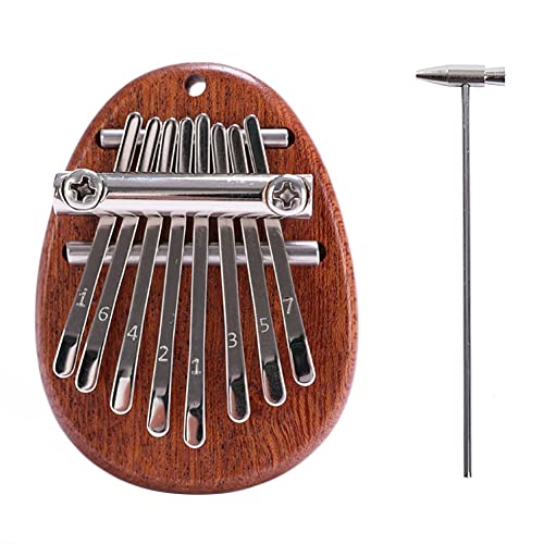 Kalimba Thumb Piano 8 Keys – Mini Finger Piano Marimba with Hammer Lanyard Musical Instruments Solid Wood Mibra Birthday Christmas Gifts for Kids Daughter Son Beginners