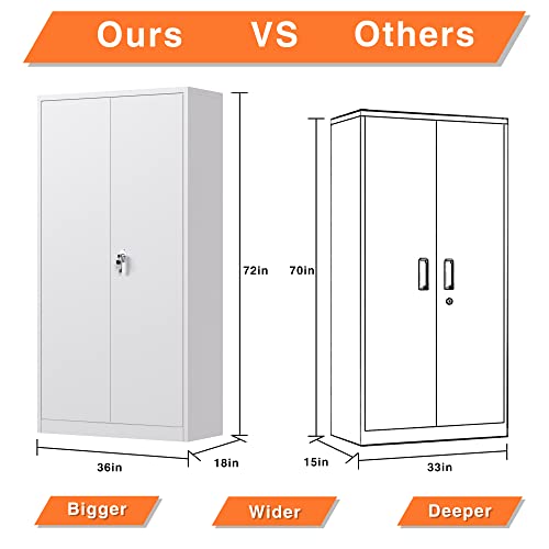 GangMei Industrial Storage Cabinet,Super Large Space Metal Storage Cabinet,Garage Cabinet for Home,Office,Assemble Required (H72”White)… | The Storepaperoomates Retail Market - Fast Affordable Shopping