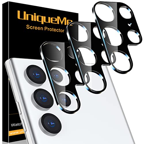 UniqueMe [3 Pack] Compatible with Samsung Galaxy S22 Ultra 5G Camera Lens Protector Tempered Glass, [Case Friendly][New Version][Scratch-Resistant][Easy Installation] – Black Circle