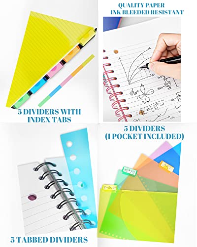 MOWEE Spiral Notebook – 5 Subject Notebook, College Ruled Notebook 3-Hole Punched With Dividers, Storage Pockets, 11″ Ruler, 200 Pages, for Writing Journal, Home &Office, School Supplies, A4, Lime Green | The Storepaperoomates Retail Market - Fast Affordable Shopping