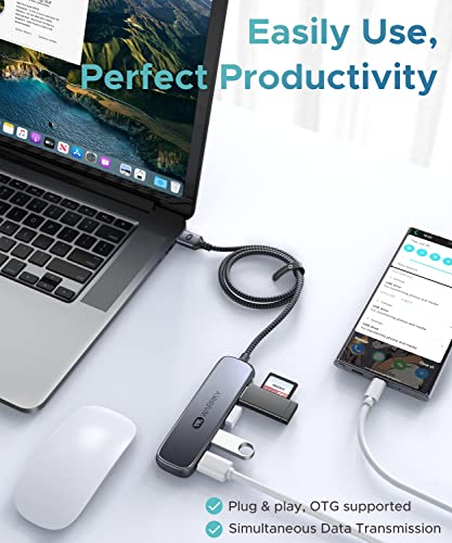 USB Splitter 3.0, WARRKY 4 Port USB Hub for Laptop [3FT Braided Cable, Aluminum Shell] Ultra-Slim Multi USB Port, Compatible with PC, Desktop, Surface Pro, MacBook, Flash Drive, Playstation, Xbox | The Storepaperoomates Retail Market - Fast Affordable Shopping