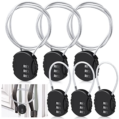 6 Pieces Cable Locks Combination Locks Cable Luggage Locks 3 Digit Thin Combo Padlock Waterproof Travel Padlock for Travel Gym Bike Backpack Cabinet 30 Inch, 5.31 Inch Wire Rope