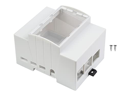 DIN Rail Case for Raspberry Pi 4, DIN Rail Mount Support, ABS Material, Clear Top Window, Large Inner Space Allows Accommodating an Extra Add-on Such as PoE HAT (D), RS485 CAN HAT etc. Easy to Use