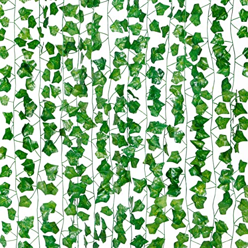 Sggvecsy 12 Pack 84Ft Artificial Ivy Leaf Plants Fake Ivy Leaves Artificial Ivy Garland Greenery Hanging Plants Vines for Wedding Wall Party Home Room Kitchen Garden Decor