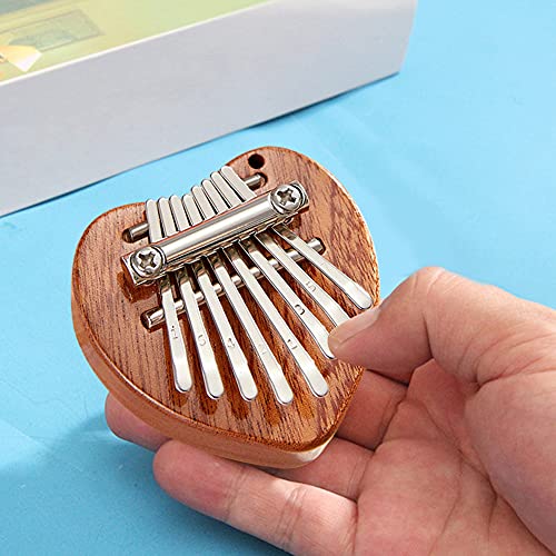 Kalimba Thumb Piano 8 Keys – Mini Finger Piano Heart Shape Marimba with Lanyard Musical Instruments Solid Wood Mibra Birthday Christmas Gifts for Wife Kids Daughter Son Beginners