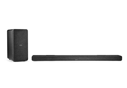 Denon DHT-S517 Sound Bar for TV with Wireless Subwoofer (2022 Model), 3D Surround Sound, Dolby Atmos, HDMI eARC Compatibility, Wireless Music Streaming via Bluetooth, Quick Setup, Wall-Mountable