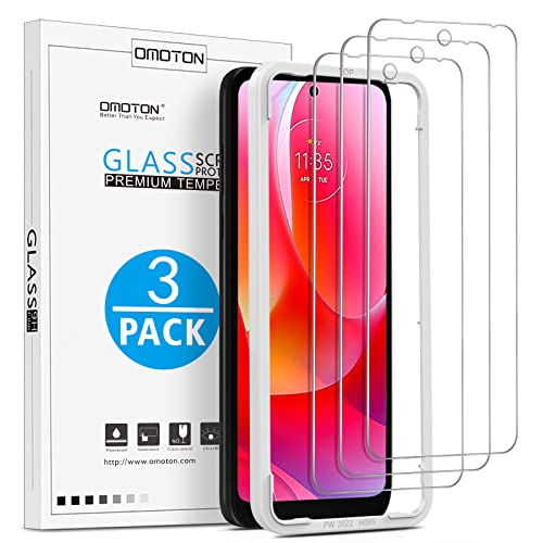 OMOTON [3 Pack] Screen Protector for Moto G Power 2022, Tempered Glass Screen Protector Compatible with Motorola Moto G Power 5G (6.5 inch), Alignment Frame/Anti Scratch/Bubble Free (Not for 2021 verson)