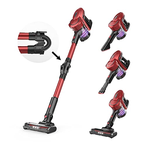 Cordless Vacuum Cleaner, 250W Powerful Suction Stick Vacuum Cleaner with 45Mins Long Runtime Detachable Battery, 4 in 1 Lightweight Cordless Stick Vacuum Perfect for Hardwood Floor Carpet Pet Hair