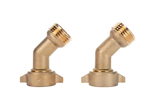 Camco 45 Degree Hose Elbow | Eliminates Stress and Strain On RV Water Intake Hose Fittings |Solid Brass | 2-pack (22607)