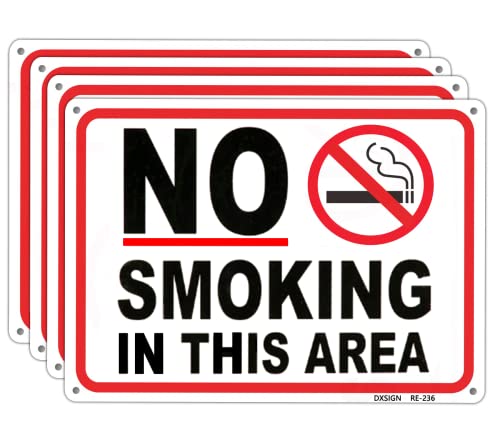 No Smoking Signs for Business No Vaping Sign 10″x14″ Rust Free Aluminum UV Printed,4 pre-drilled Holes.Durable/Weatherproof (4-Pack)