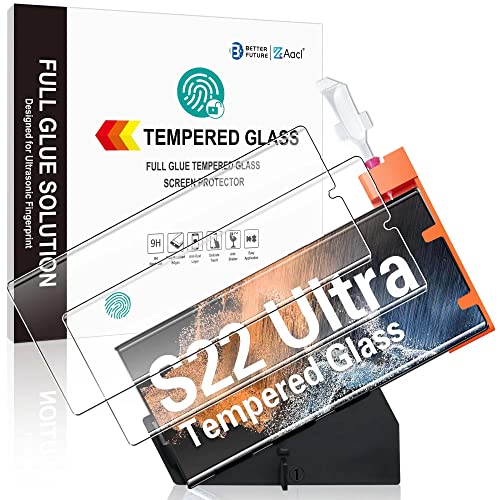 [Fingerprint Compatible][2-Pack] 3D Tempered Glass for Samsung Galaxy S22 Ultra 5G Screen Protector, [UV Gel Application][Easy Installation with Alignment][Anti-Scratch][Case Friendly]