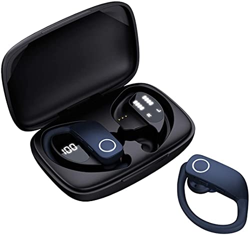 HYKU Wireless Earbuds,Bluetooth 5.0 in-Ear Headset with Mic,Noise Cancelling TWS Earphone with Charging Case,Touch Control Stereo Bass Headphones for Sports and Music (Blue)