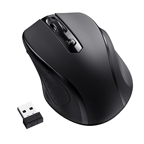 LODVIE Wireless Mouse, 2.4G Comfortable Wireless Computer Mouse for Laptop, 5 Adjustable 2400 DPI with 6 Buttons, 15 Months Battery Life Mouse for Laptop PC Mac Computer Chromebook MacBook – Black
